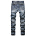 Men's Nostalgic Jeans Zipper Mid Waisted Jeans Straight Pants